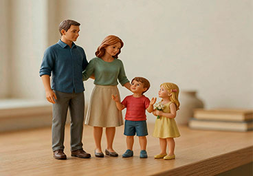 Figura personalizada en 3D de familia completa desde una fotografía