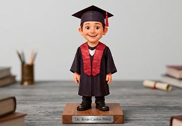 Figura personalizada en 3D de graduación con toga y birrete